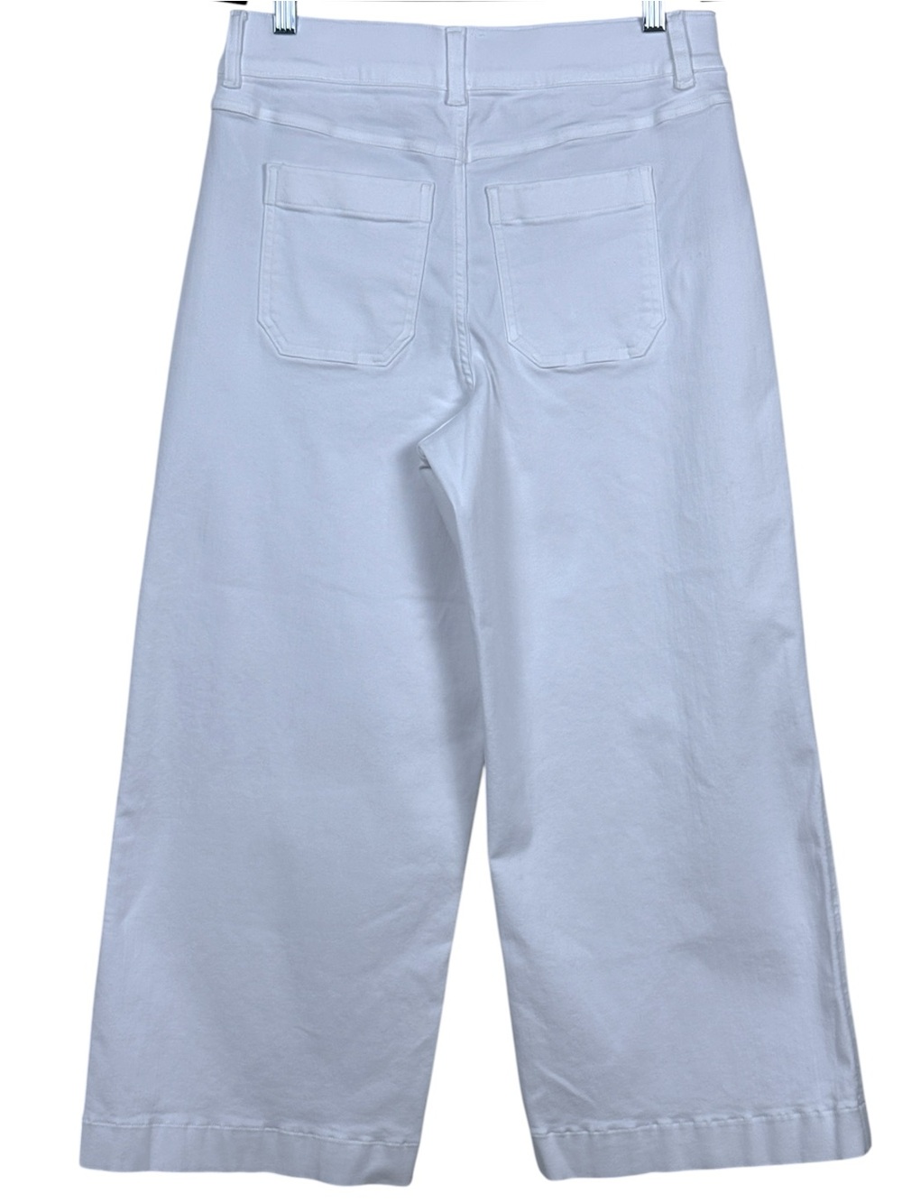 SPANX Supersmooth White Stretch Twill Cropped Wide Leg Pants Patch Pockets L - Picture 6 of 16